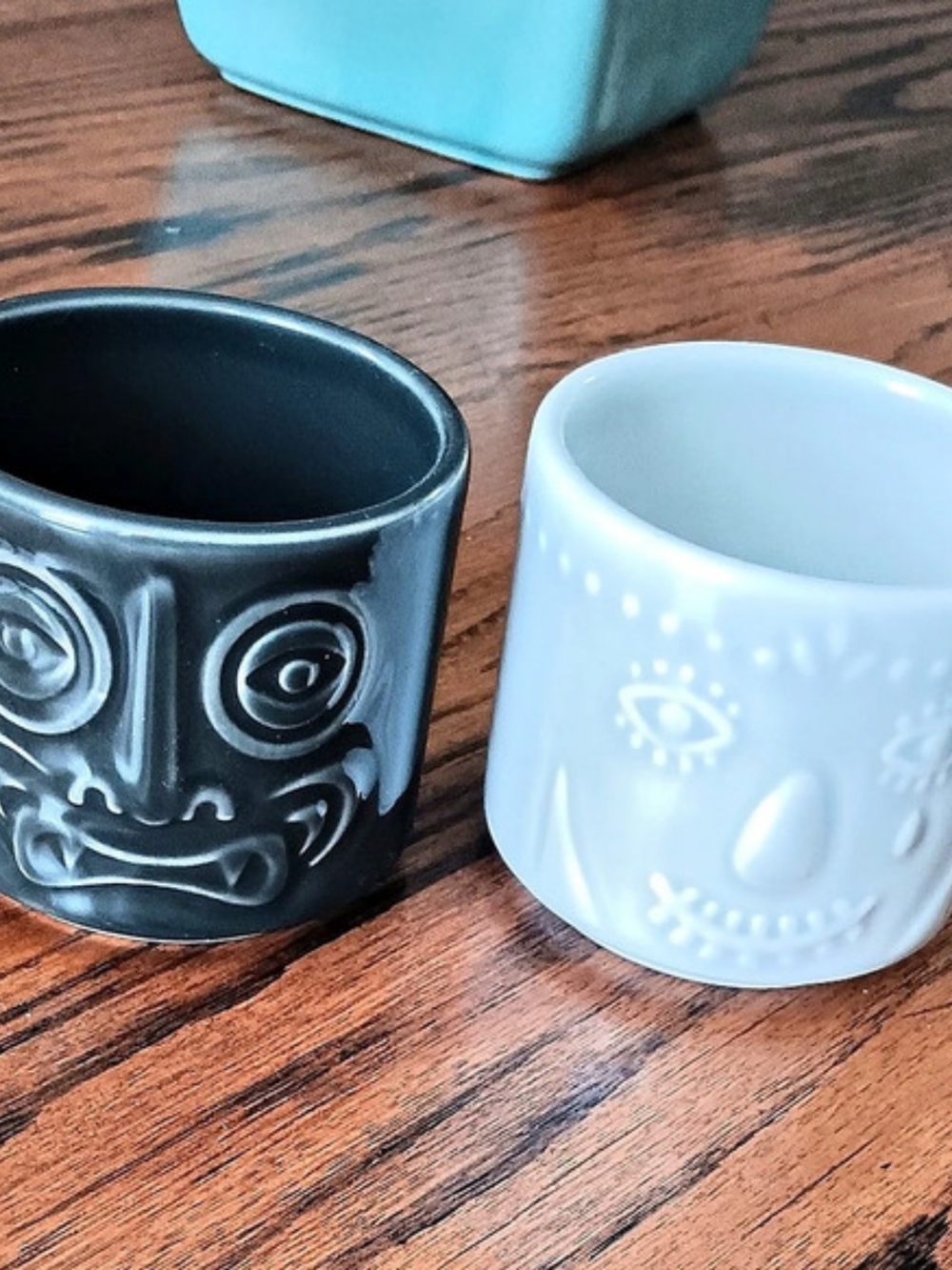IKEA Two Abstract Drinkware Cups in Gray & White